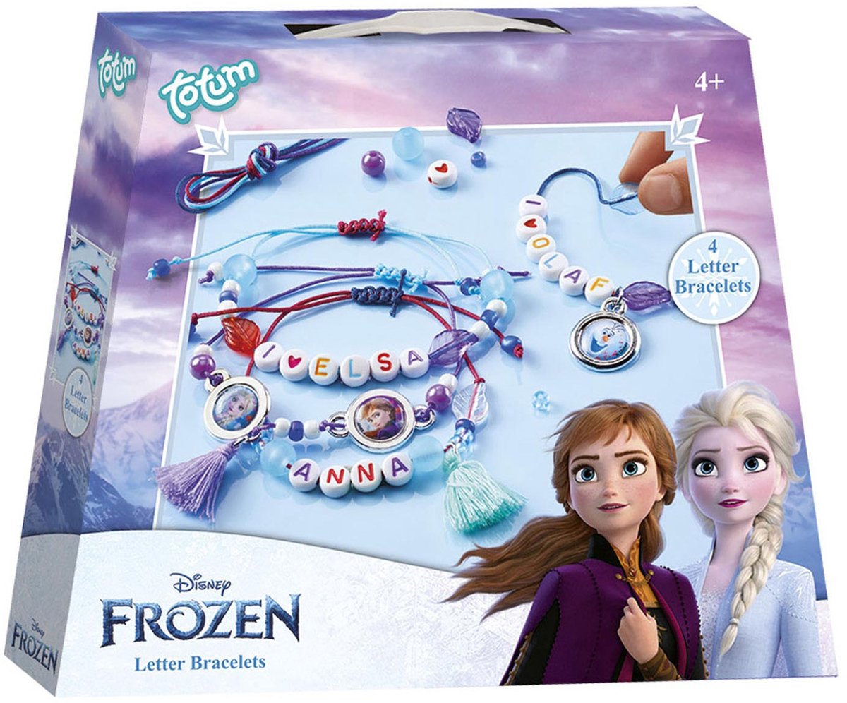 Totum Disney Frozen 4 Buchstaben Armbänder Herstellung Bastelpaket Schmuckset Freundschaftsarmbänder Spielzeug Mädchen mit Anna und Elsa Geschenktipp Basteln