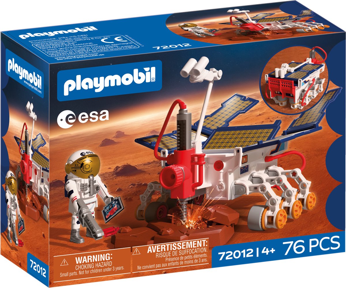 Playmobil Space Esa Mars Exploration Rover | Astronaut - mobiler Rover mit bohrenden Solarpaneelen | hochwertiges Weltraum-Spielzeugset für Kinder ab 4 Jahren | 72012