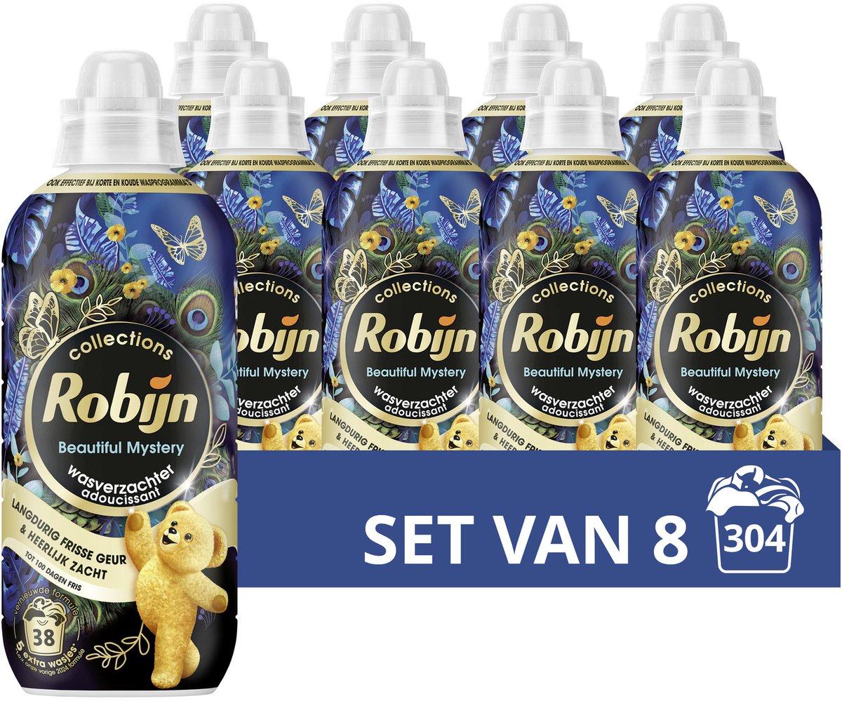 Robijn - wasverzachter - beautiful mystery - 8 flessen- 304 wasbeurten - voordeelverpakking