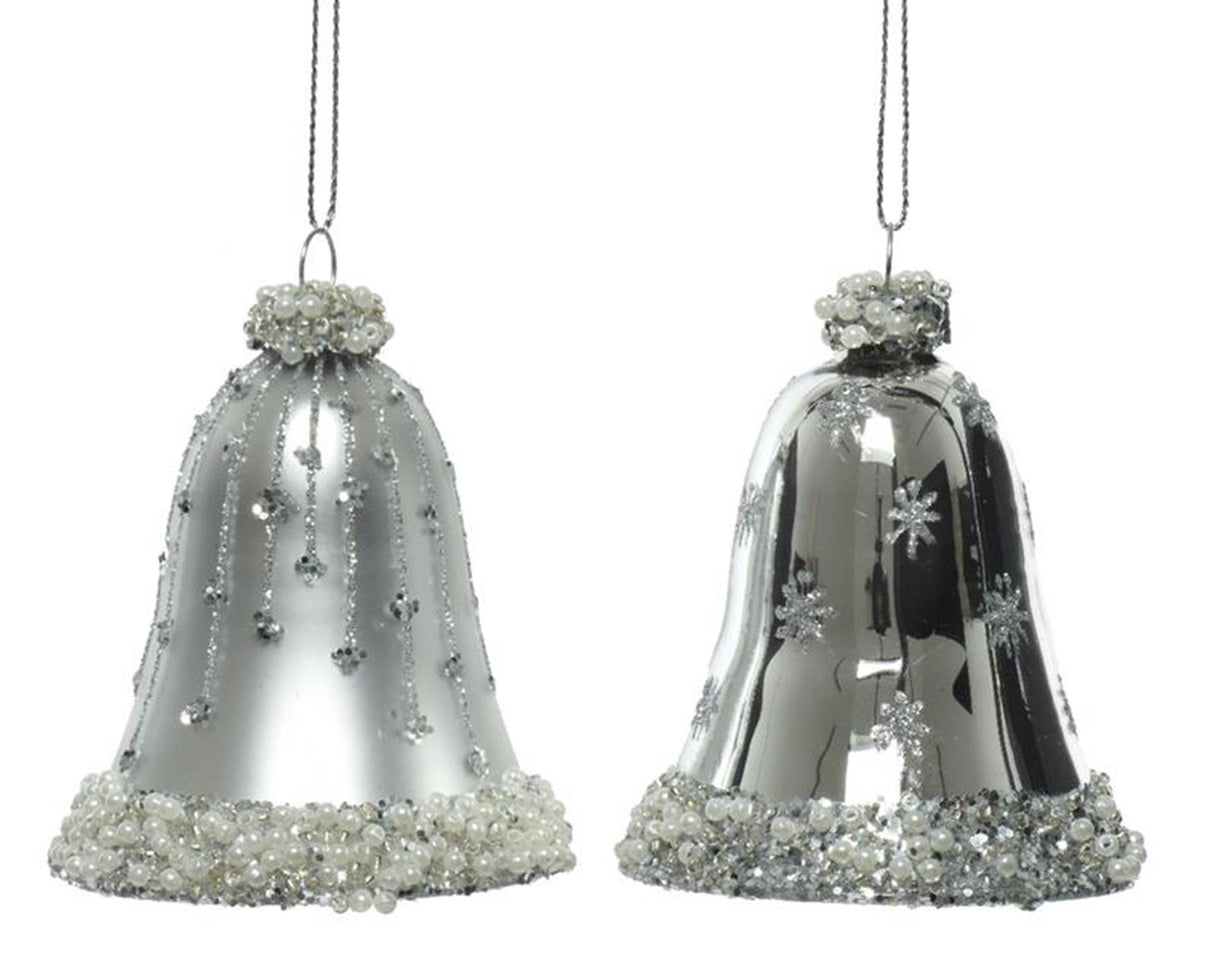 Decoris Weihnachtsanhänger-Set, Uhren-Set, 2 Stück, Silber
