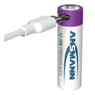 Ansmann wiederaufladbare AA-Batterien - Li-Ion - inkl. USB-C-Ladekabel – 4 Stück