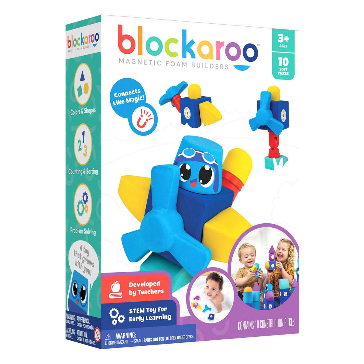 Blockaroo magnetische Schaumstoffblöcke Flugzeugbox, 10 Stk.