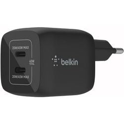 Belkin Boost Charge Pro 2-Port USB-C Gan Wandladegerät mit PPS (45 W) (Schwarz)
