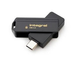 Usb-stick integral 64 gb usb type-c goud, zwart