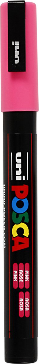 Uni-Posca Posca-Marker, Größe PC-3m, Strichbreite 0,9–1,3 mm, fein, rosa, 1 Stück