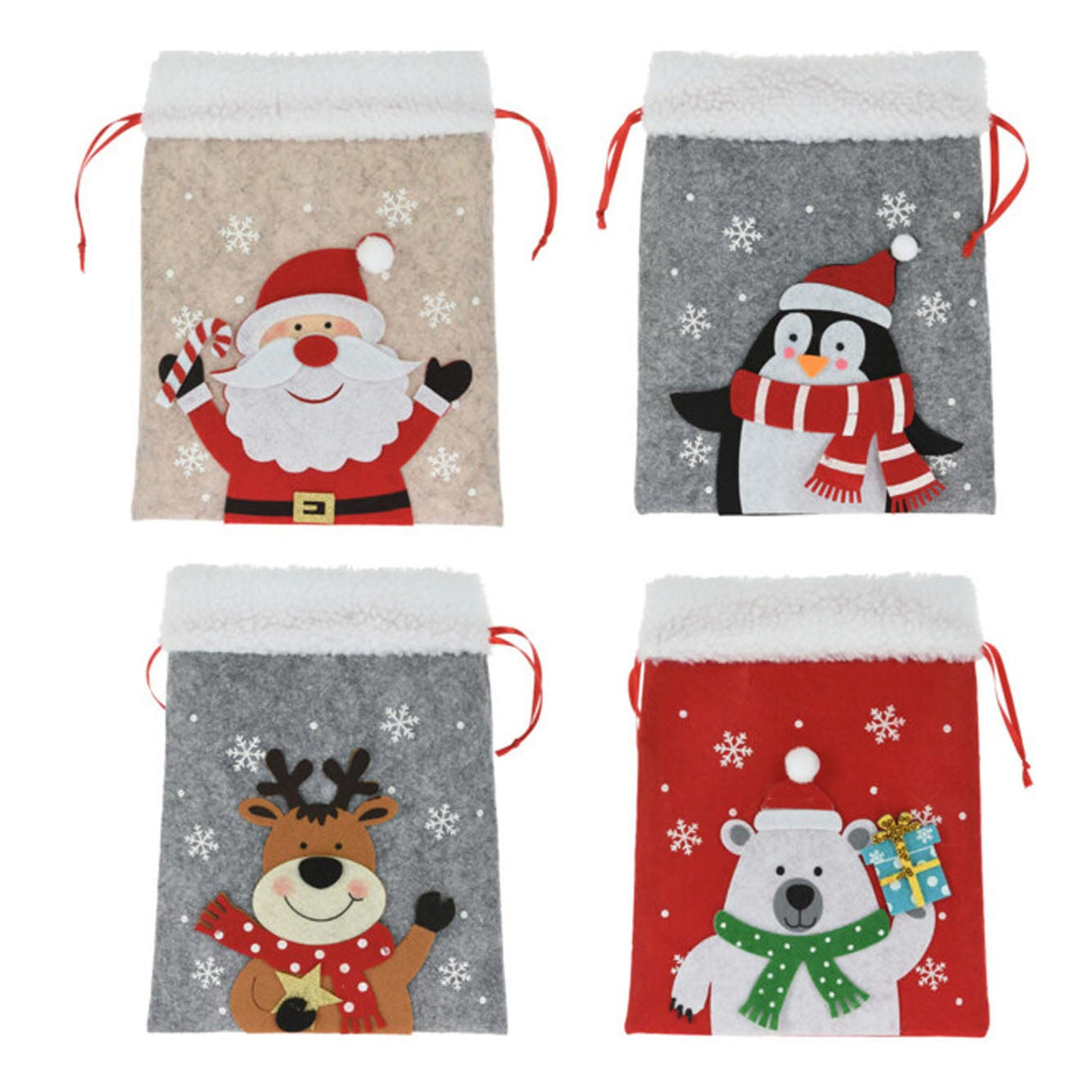 Koopman Filztasche Weihnachtsfigur Geschenktüte Weihnachten mehrfarbig 26x21 cm.