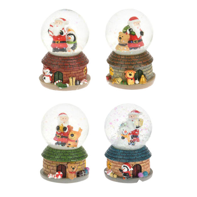 Kuscheliger Wasserball mit Weihnachtsmann mit LED, 4,5 cm