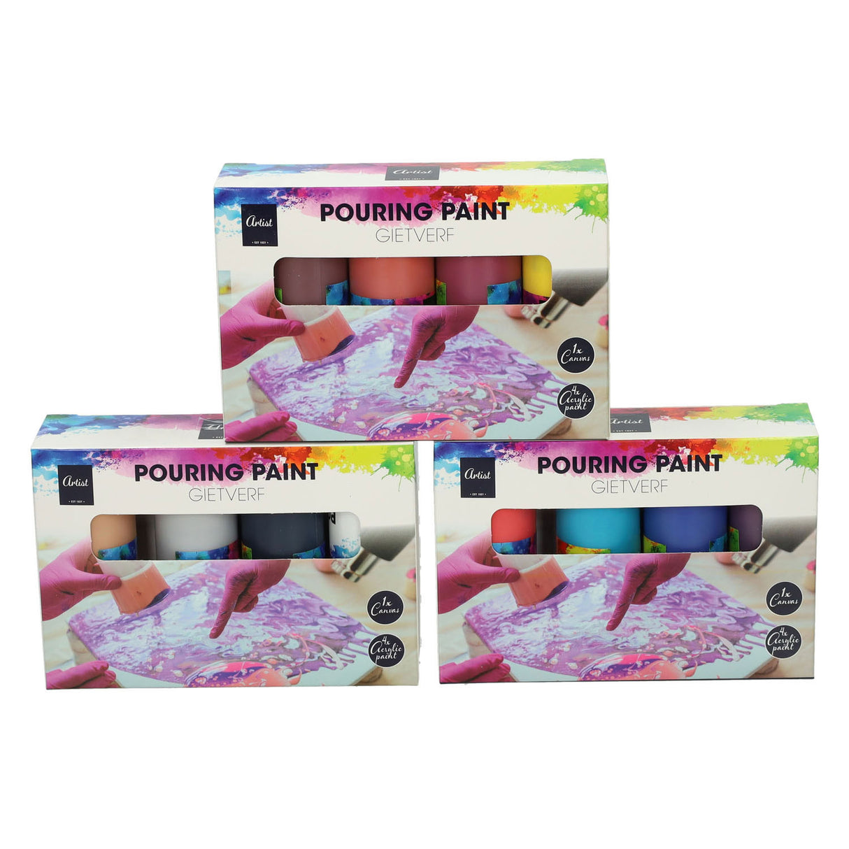Gießende Acrylfarbe, 4 Farben