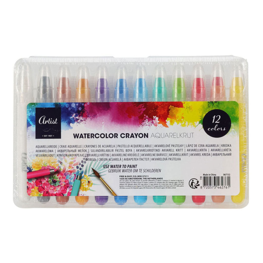 Koopman Aquarellkreide-Set – Aquarellkreide 12 Farben für Kinder.
