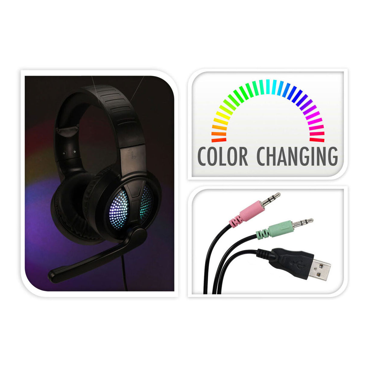 Gaming-Headset mit Mikrofon und Licht