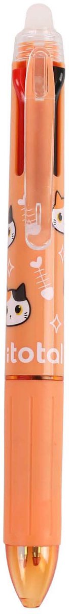 Itotal 4in1 radierbarer Mehrfarbenstift, orange Katze