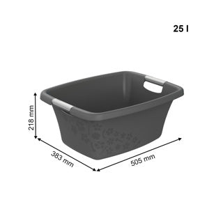 Rotho Blumen Wäschekorb 25l Cool Grey