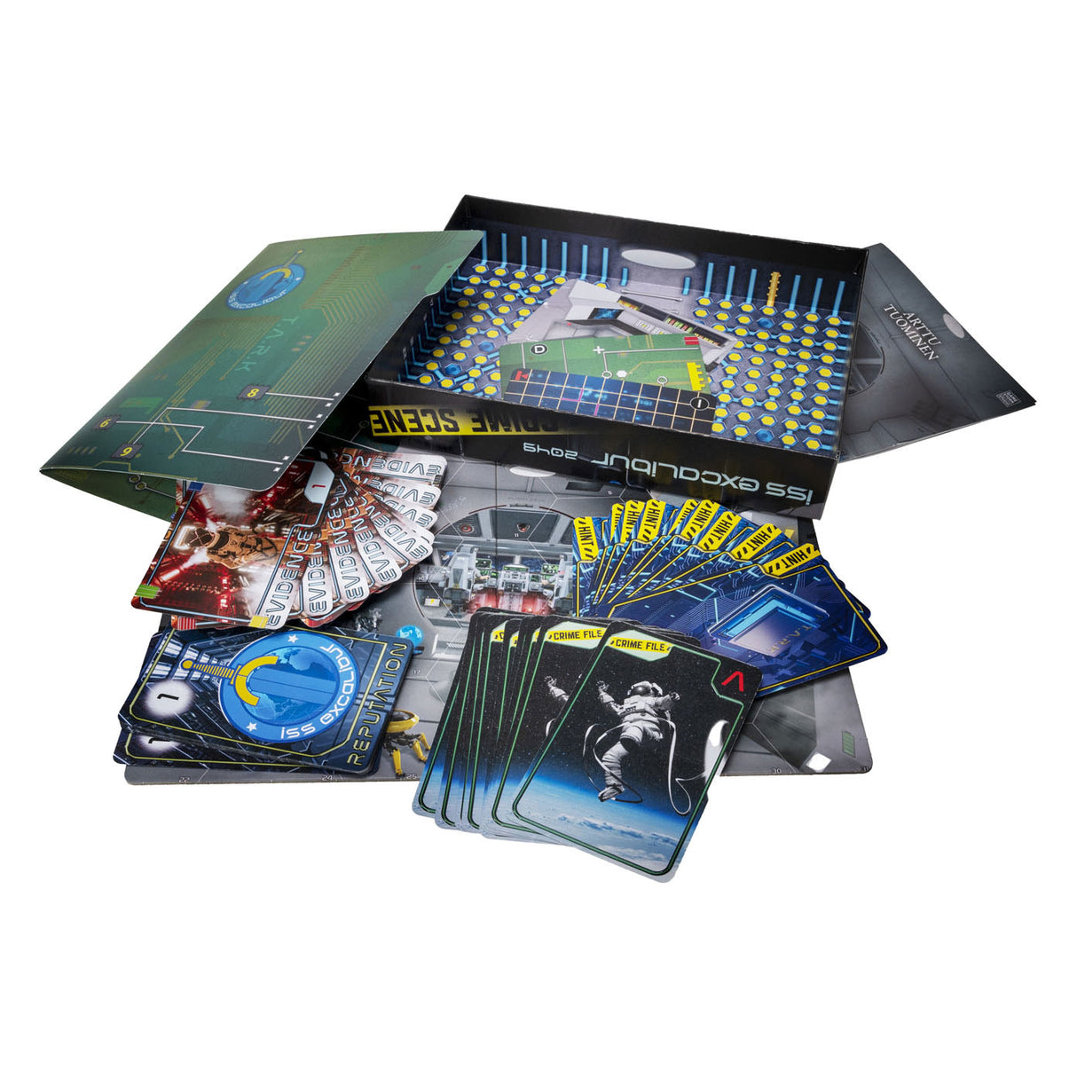 Tactic Crime Scene Iss Excalibur 2049 – Brettspiel – Krimispiel – Futuristisches Mysterium im Weltraum – Eingehende Untersuchung und Schlussfolgerung – Crime Scene Series – Game Storm Studio – 1 oder mehr Spieler – ab 18 Jahren