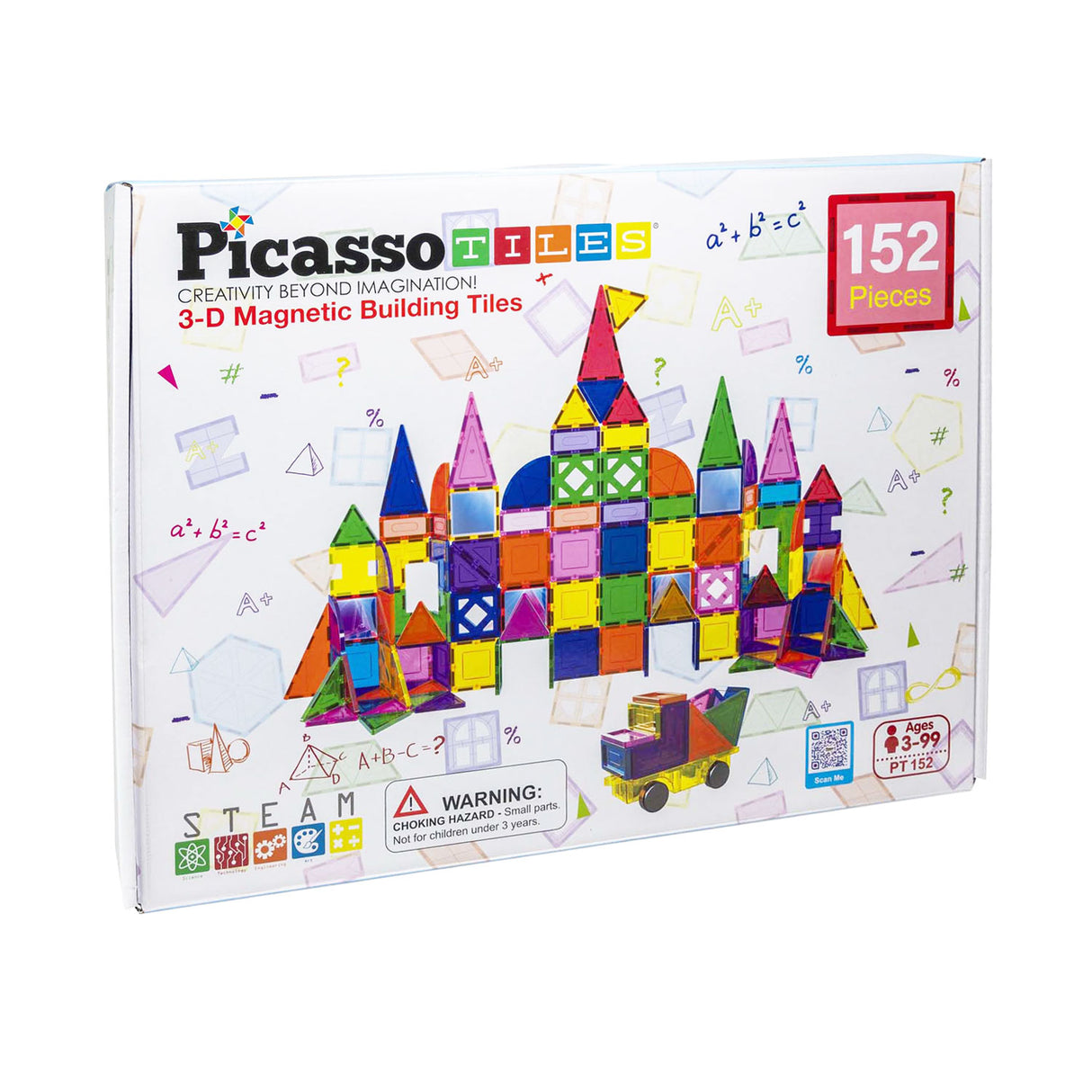 Picasso-Fliesen-Taktik – Konstruktionsspielzeug – Magnetfliesen – Magnetplättchen – Blöcke und Spiegel-Set – Stielspielzeug – kreatives Bauspielzeug – 152 Teile – ab 3 Jahren