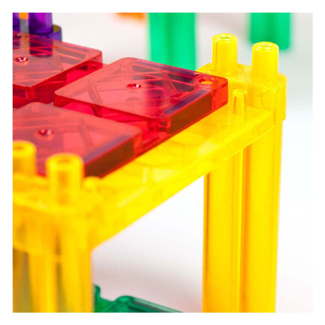 Picasso-Plättchen Taktik – Konstruktionsspielzeug – Magnetplättchen – Magnetplättchen – Rennstrecke – Stielspielzeug – Magnetische Rennstrecke mit 2 LED-Autos – 50 Stück – ab 3 Jahren