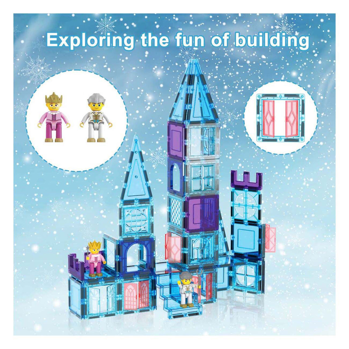 Picasso-Fliesen-Taktik – Konstruktionsspielzeug – Magnetplättchen – Magnetplättchen – Winterthema – Stielspielzeug – kreatives Bauspielzeug – 72 Teile – ab 3 Jahren
