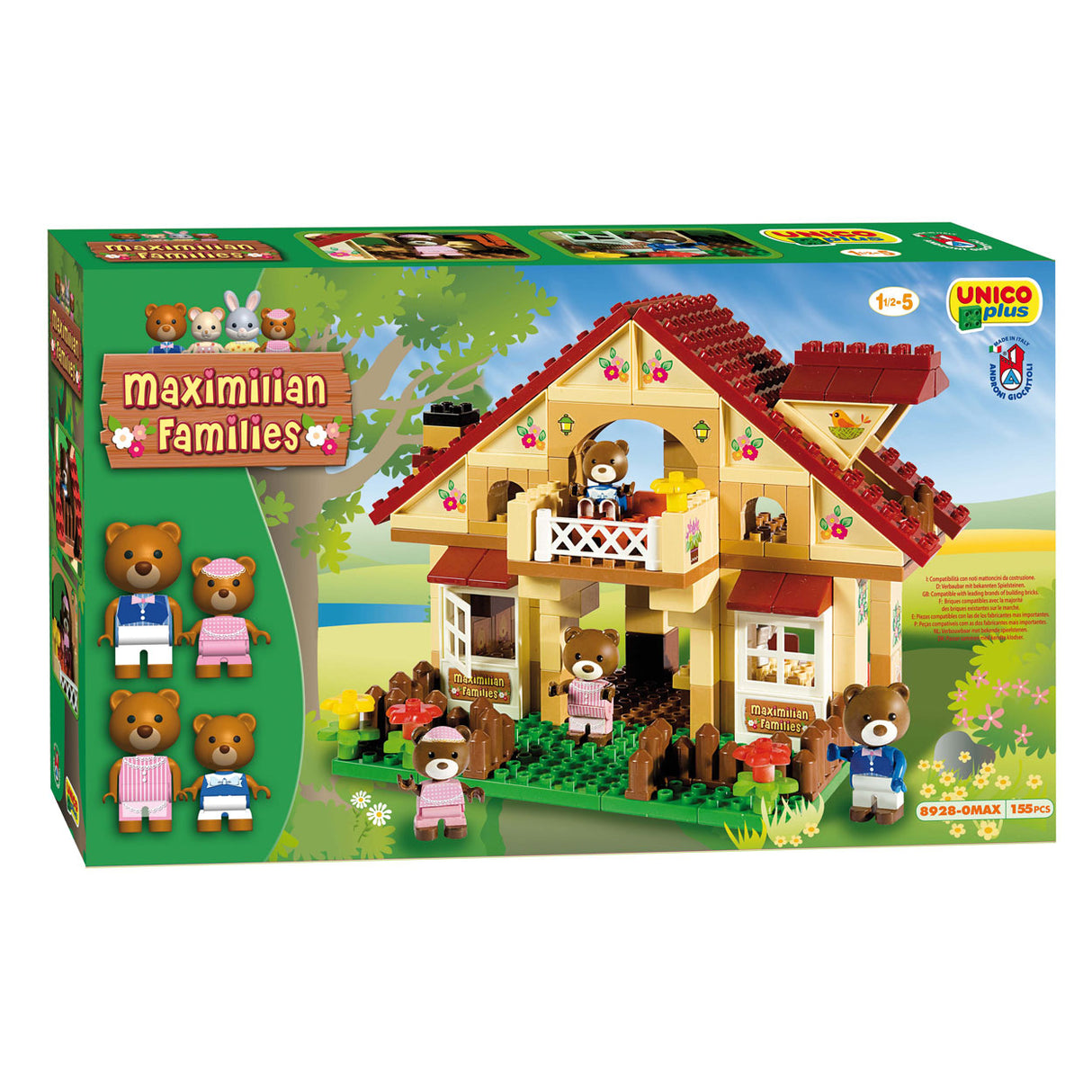 Androni Unico Bausteine Haus Maximilian Familien 155-teiliges Spielzeugset.