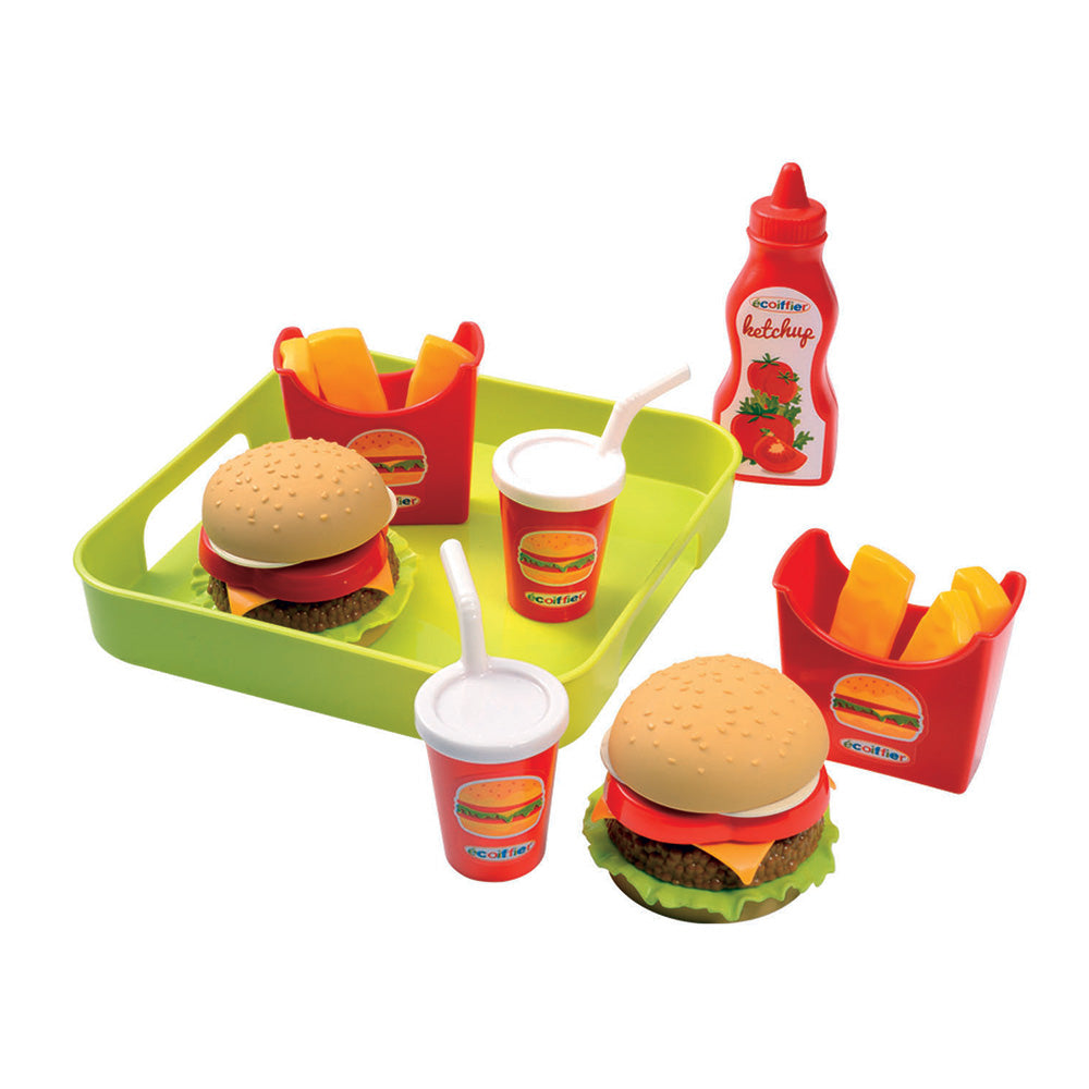 Ecoiffier-Lebensmittelspielzeug-Set, Ecoiffier-Hamburger-Tablett