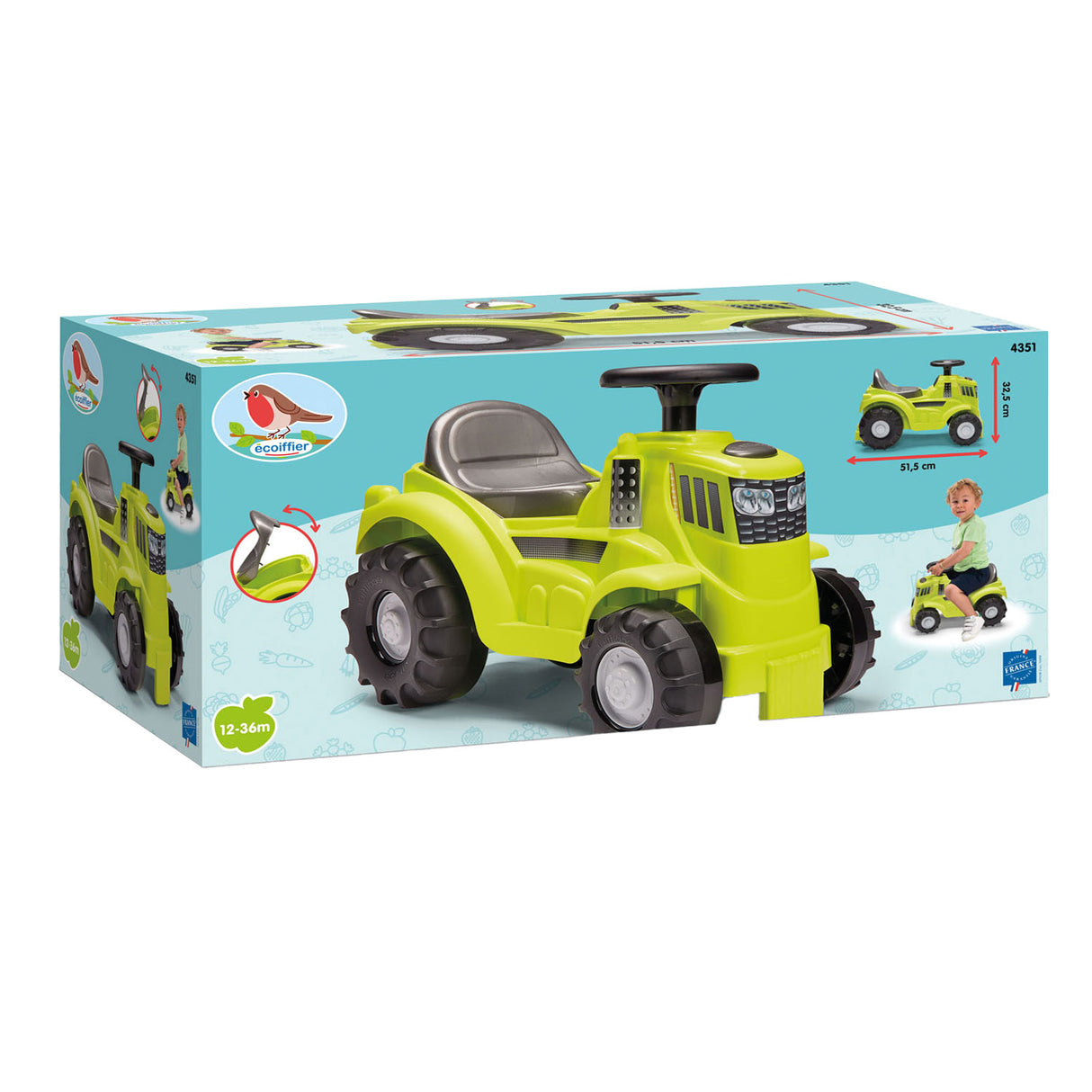 Écoiffier Ecoiffier Gehwagen-Traktor grün