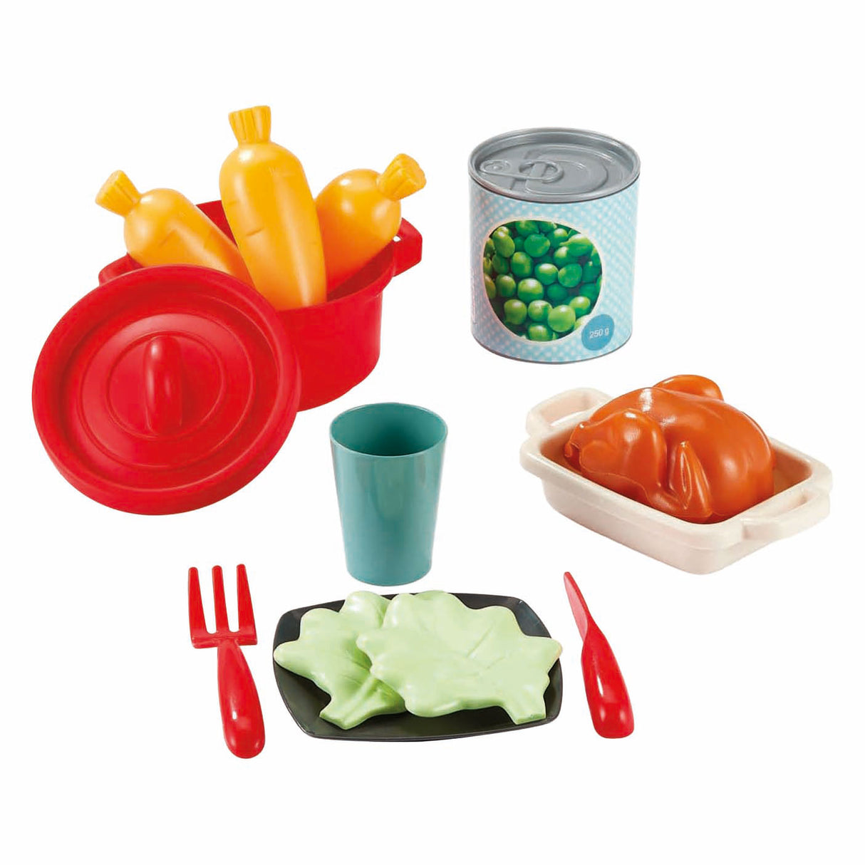 Ecoiffier 100 % Chef-Geschirr in Aufbewahrungsbox – 70 Stück.