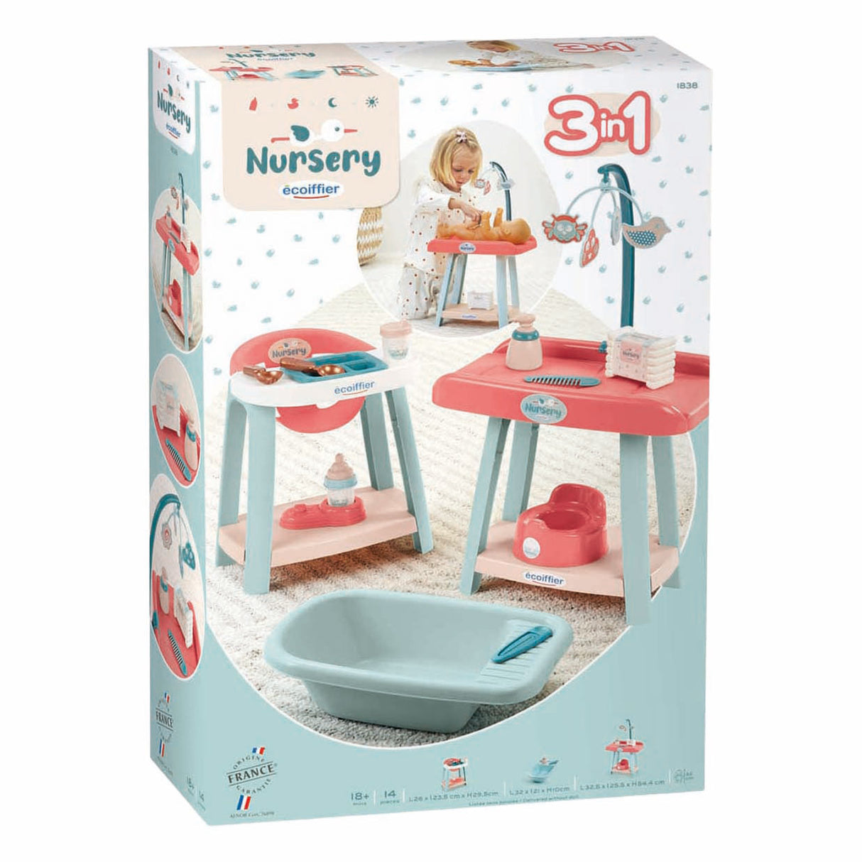 Ecoiffier Babyzimmer-Set 3-in-1