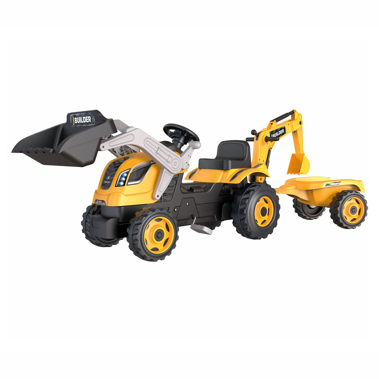 Smoby Builder Max Baggertraktor mit Anhänger Gelb