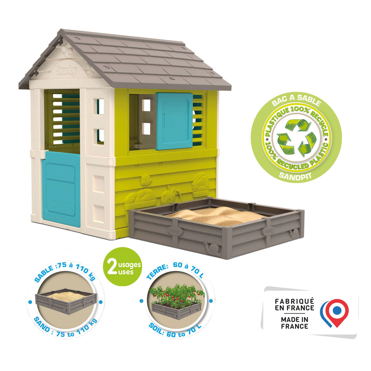 Smoby quadratisches Spielhaus mit Sandkasten