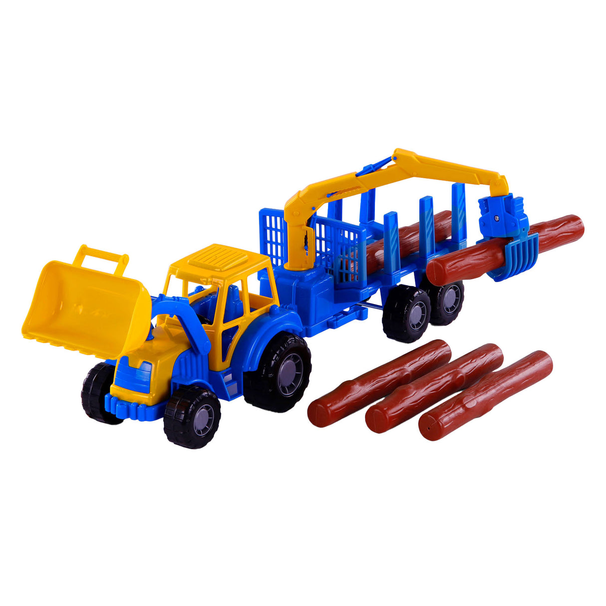 Cavallino Junior Traktor mit Krananhänger und Holz, 46 cm