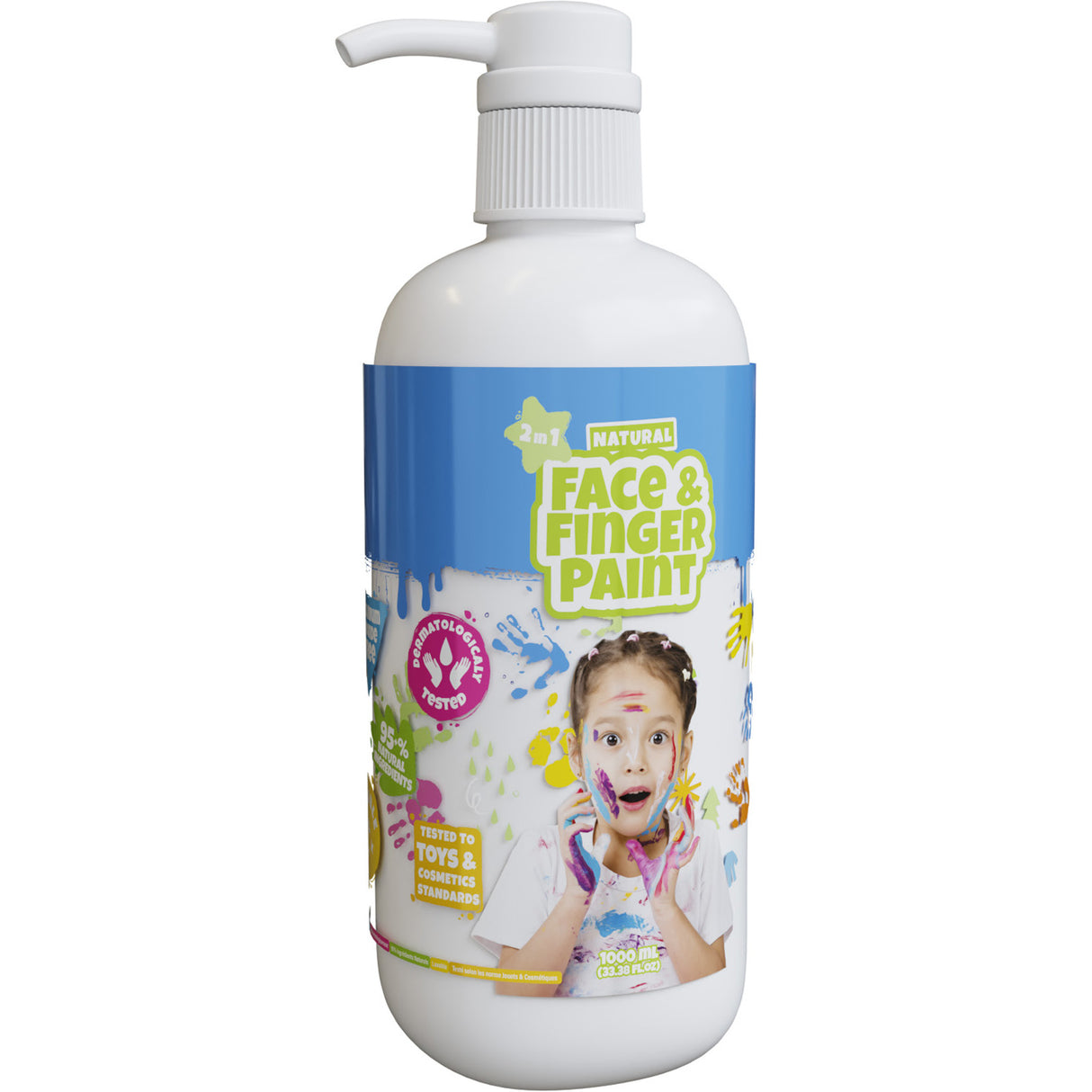 Natürliche Fingerfarben-Gesichtsflasche mit Pumpe – weiß, 1 l – Gesichtsfarbe