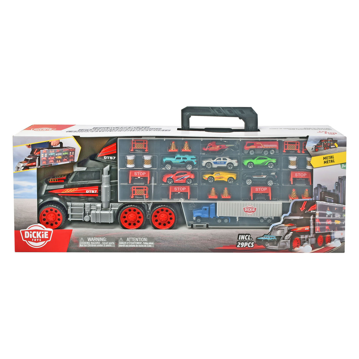 Dickie Auto, Koffer, Transporter mit Spielzeugautos, 2in1 Truck