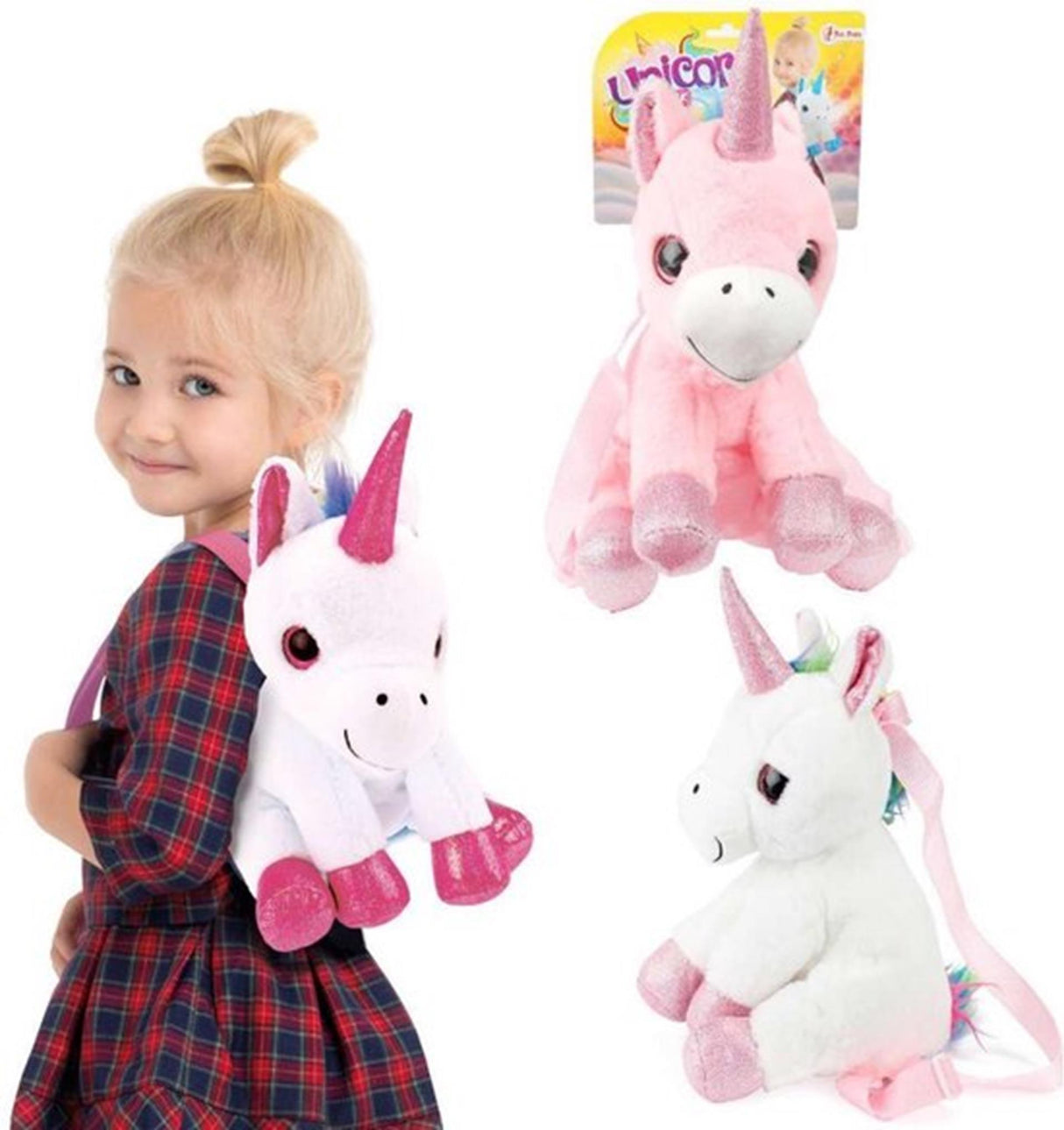 Toi-toys Einhorn Kuscheltier Rucksack 30 cm
