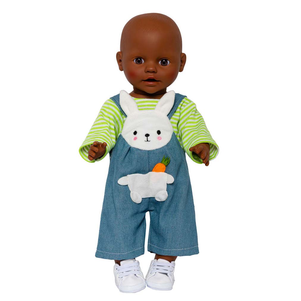 Heless Puppenlatzhose mit Streifenshirt Bunny Lou, 28-35 cm