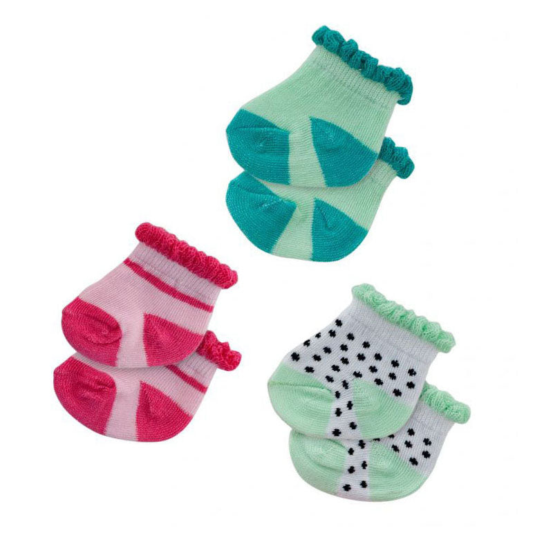 Heless Doll Socken Punkte, Minze und Pink - 3 Paare, 35-45 cm