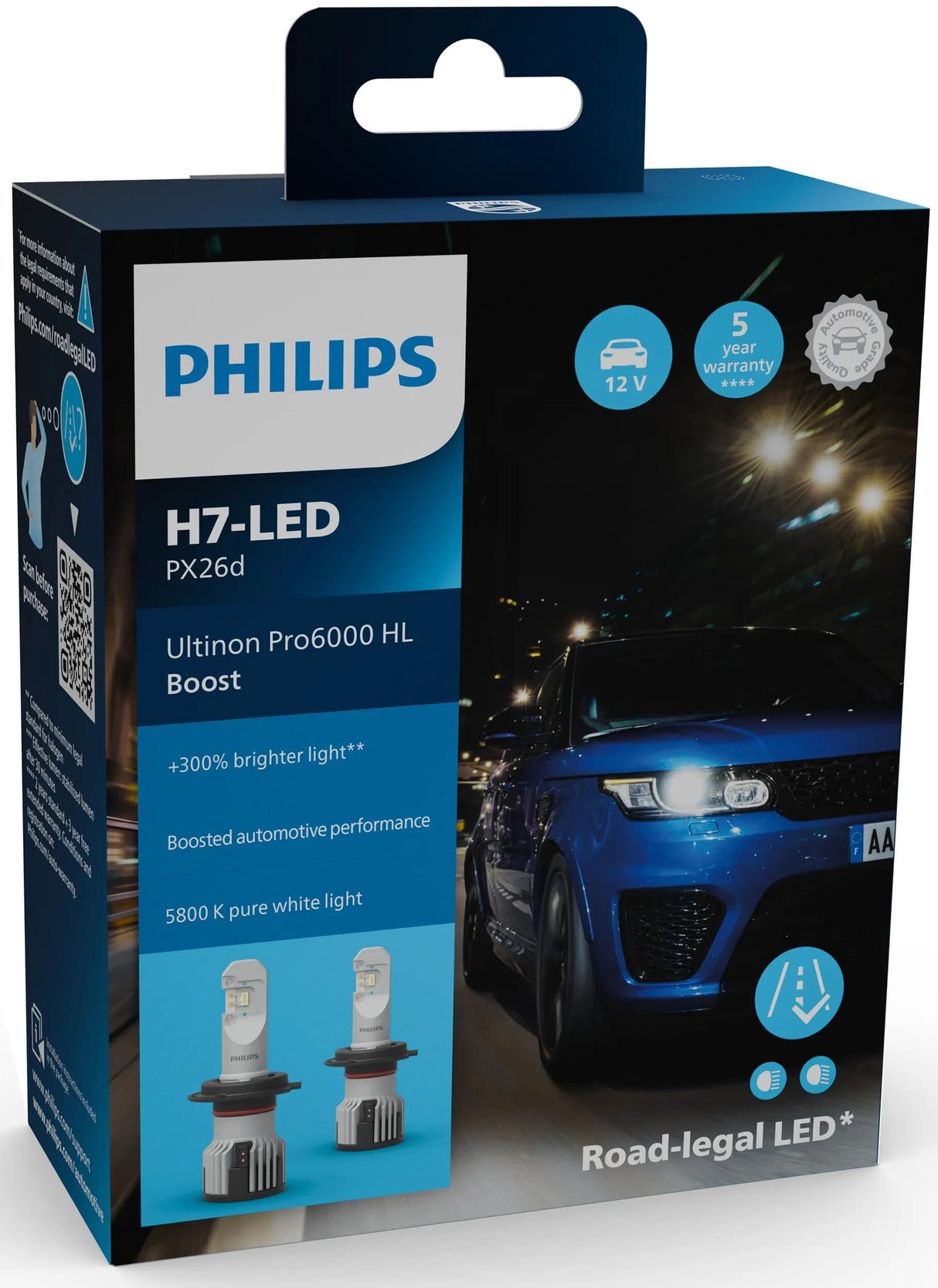Philips Scheinwerfer Ultinon Pro6000 Booster. Lampenset 12V H7 LED Ultinon Pro6000
