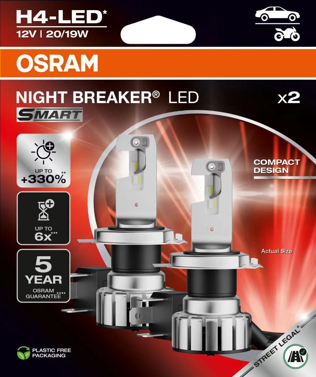 Osram-Scheinwerfer, Nachtschalter, LED, Van-Lampe, H4, LED, 12 V, 27 23 W, Nachtschalter, LED