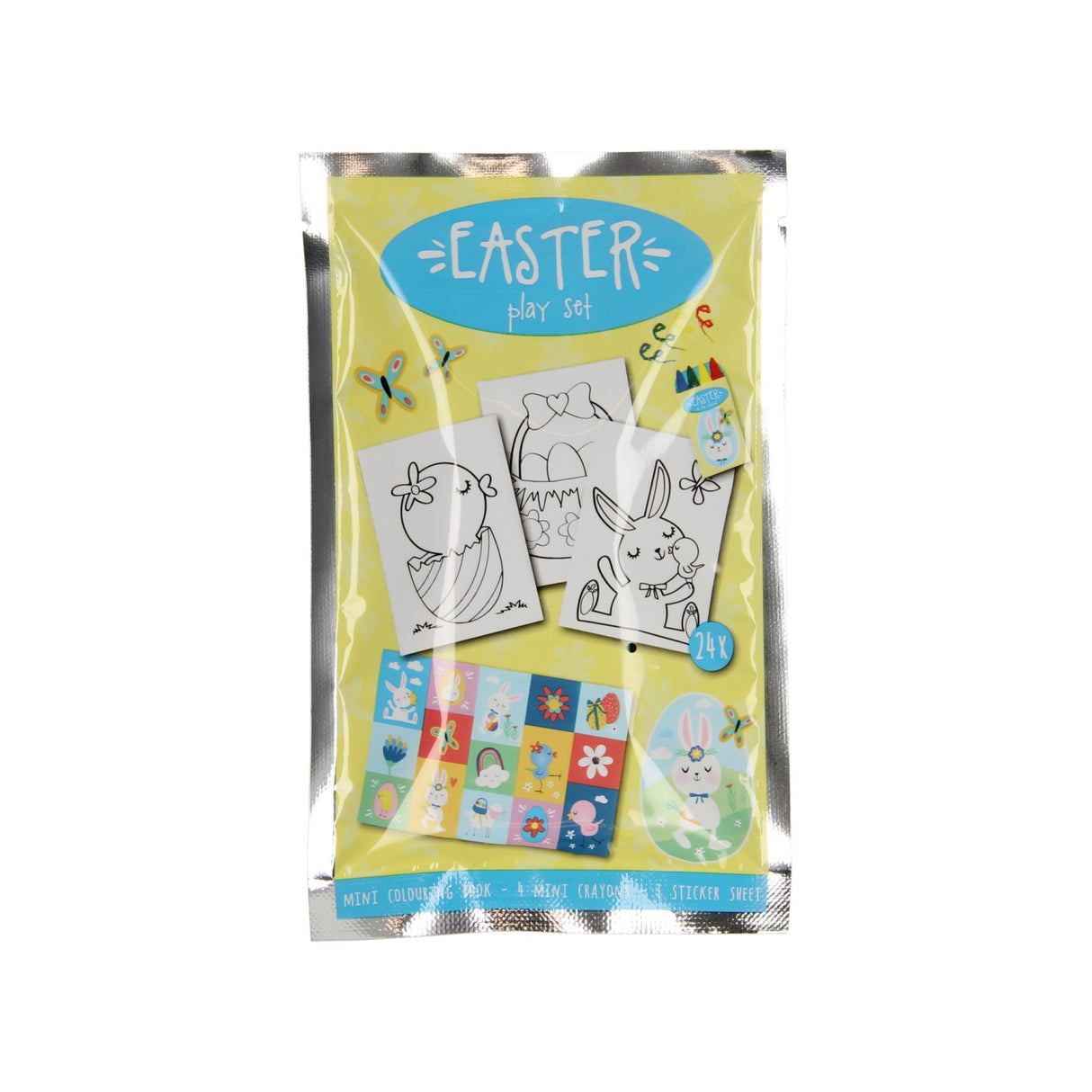 Leckerli-Set: Malbuch, Wachsmalstift-Stickerbogen – Ostern
