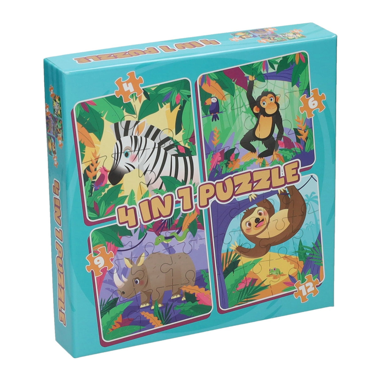 Wins Holland Puzzle 4in1 - Wilde Tiere, 12 Teile.