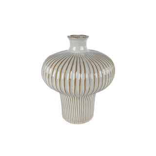 No brand Vase Jodie L weißbraunes Steingut 31x31x35,5cm