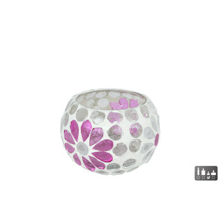 Keine Marke Laterne Holly's weiß rosa Kugelglas 7x8x8cm | 4 Stück