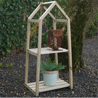 No brand Pflanzenregal mit 2 Ebenen 76 cm natur | 2 Stk