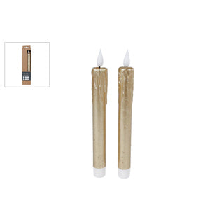 Kein Feuer Kerze LED-Fernbedienung Gold Set 2 | 2 Stk