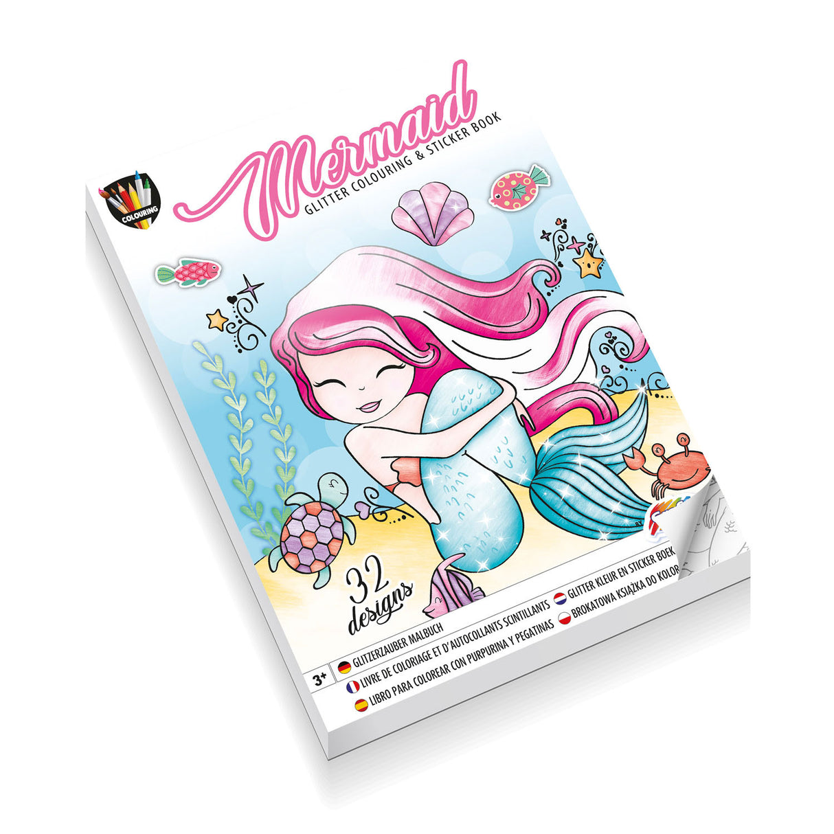 Kreative Handwerksgruppe Glitzerfarbe und Aufkleberbuch - Meerjungfrau