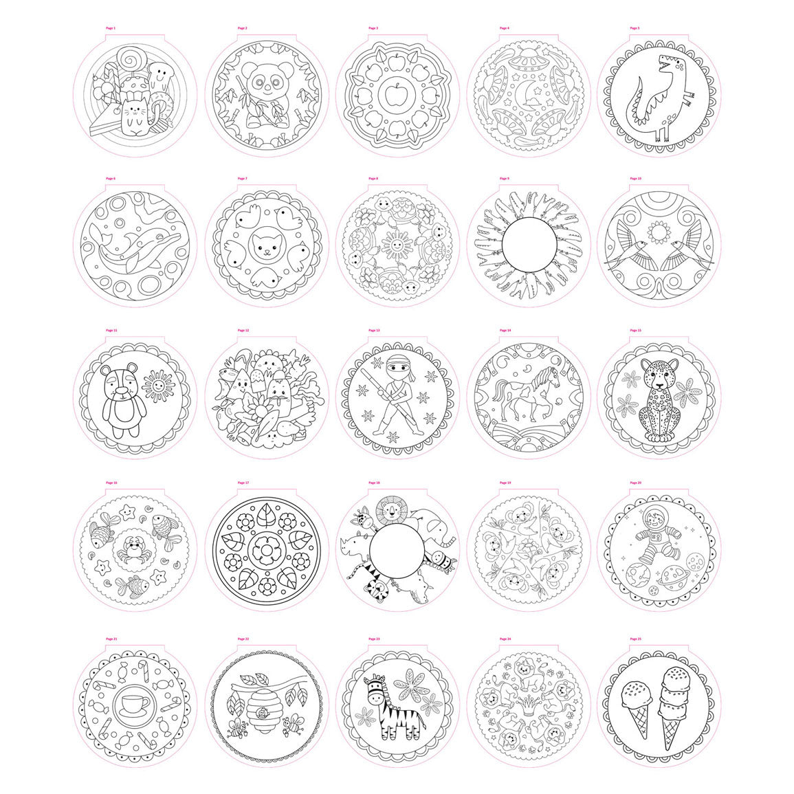 Kreatives Bastelgruppen-Mandala-Malbuch, 25 Seiten zum Ausmalen