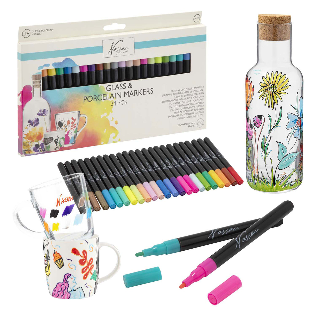 Creative Craft Group Glas-Porzellan-Marker, 24 Stück.