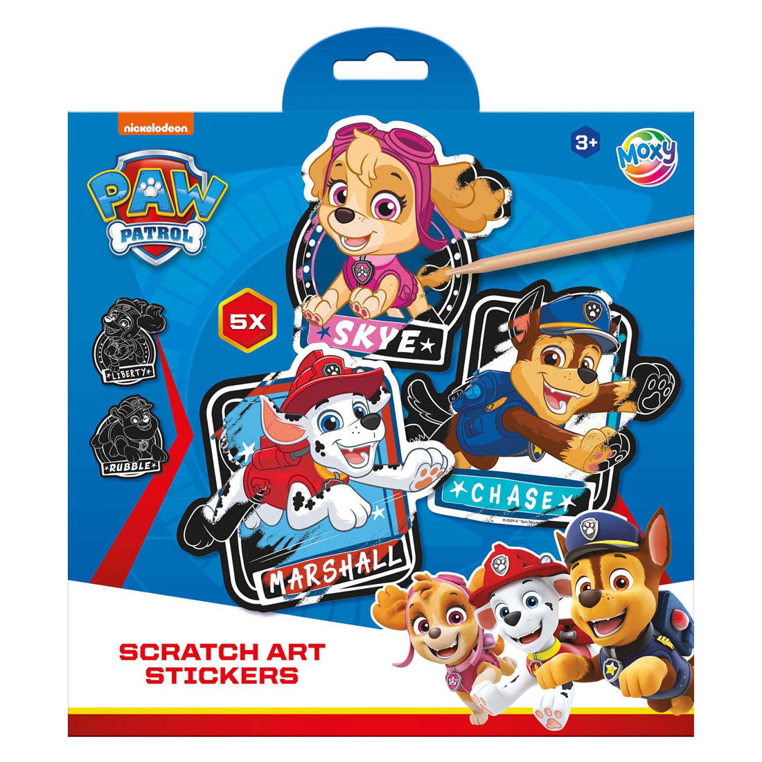 Kreative Bastelgruppen-Kratzaufkleber – Paw Patrol, 6 Stück.