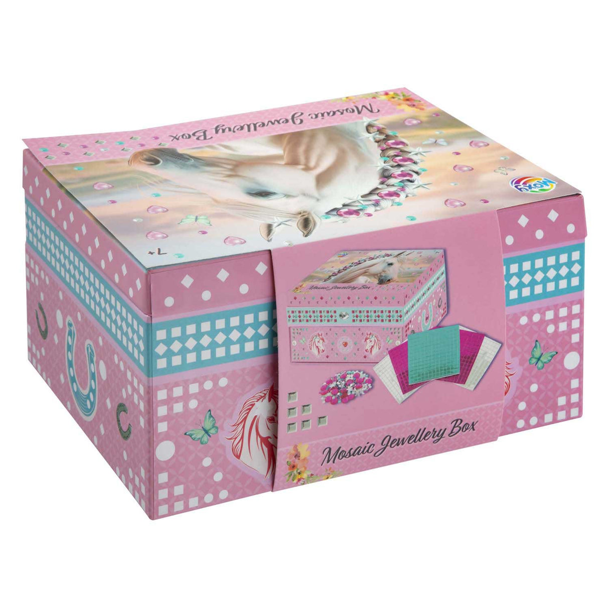 Moxy Pferd Schmuckkästchen Mosaik Deko – Bastelset Schmuckkästchen – Kreatives Spielzeug für Mädchen ab 3 Jahren – Geschenktipp Home Deco