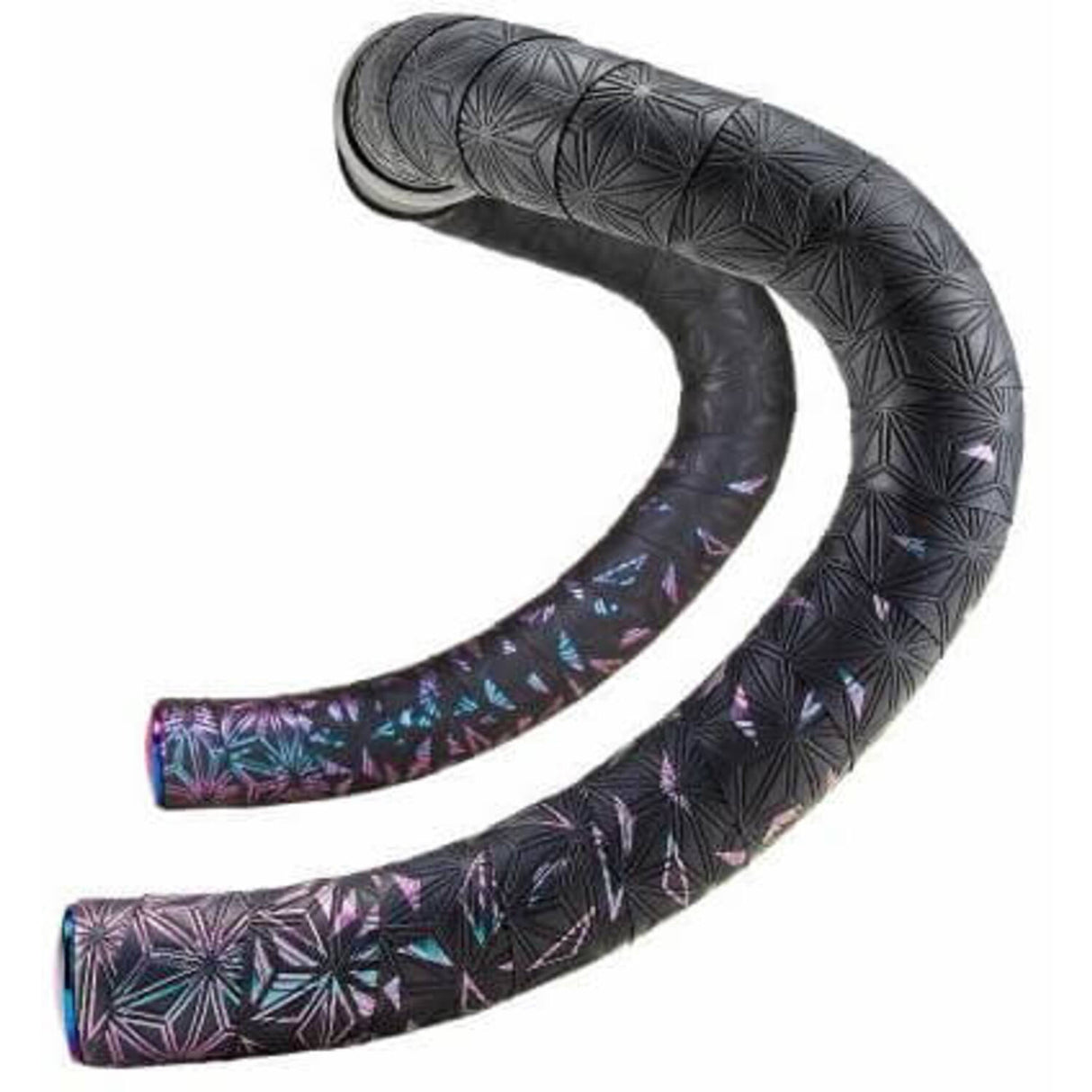 Supacaz Super klebriger Kush Star Fade Lening Lint Black Oil Slick einschließlich Aluminiumöl Slick Lenkstopfen