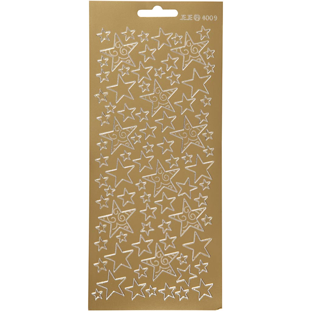 Creativ Firmenaufkleber, Sterne, Bogen 10x23 cm, gold, 1 Bogen