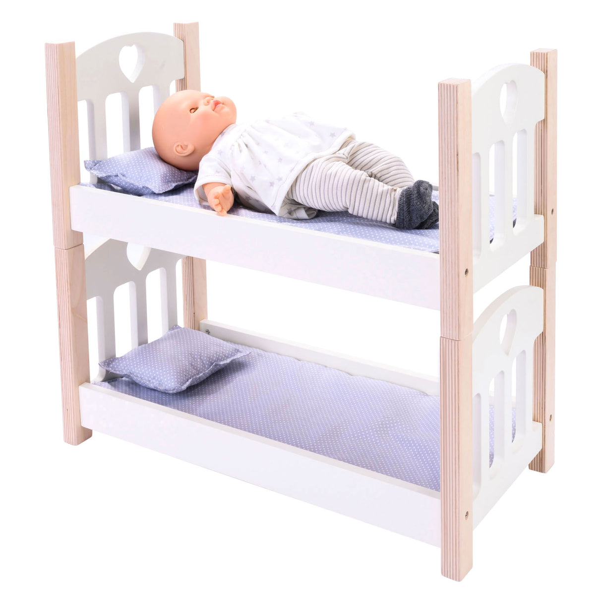Puppen-Etagenbett grauweiß