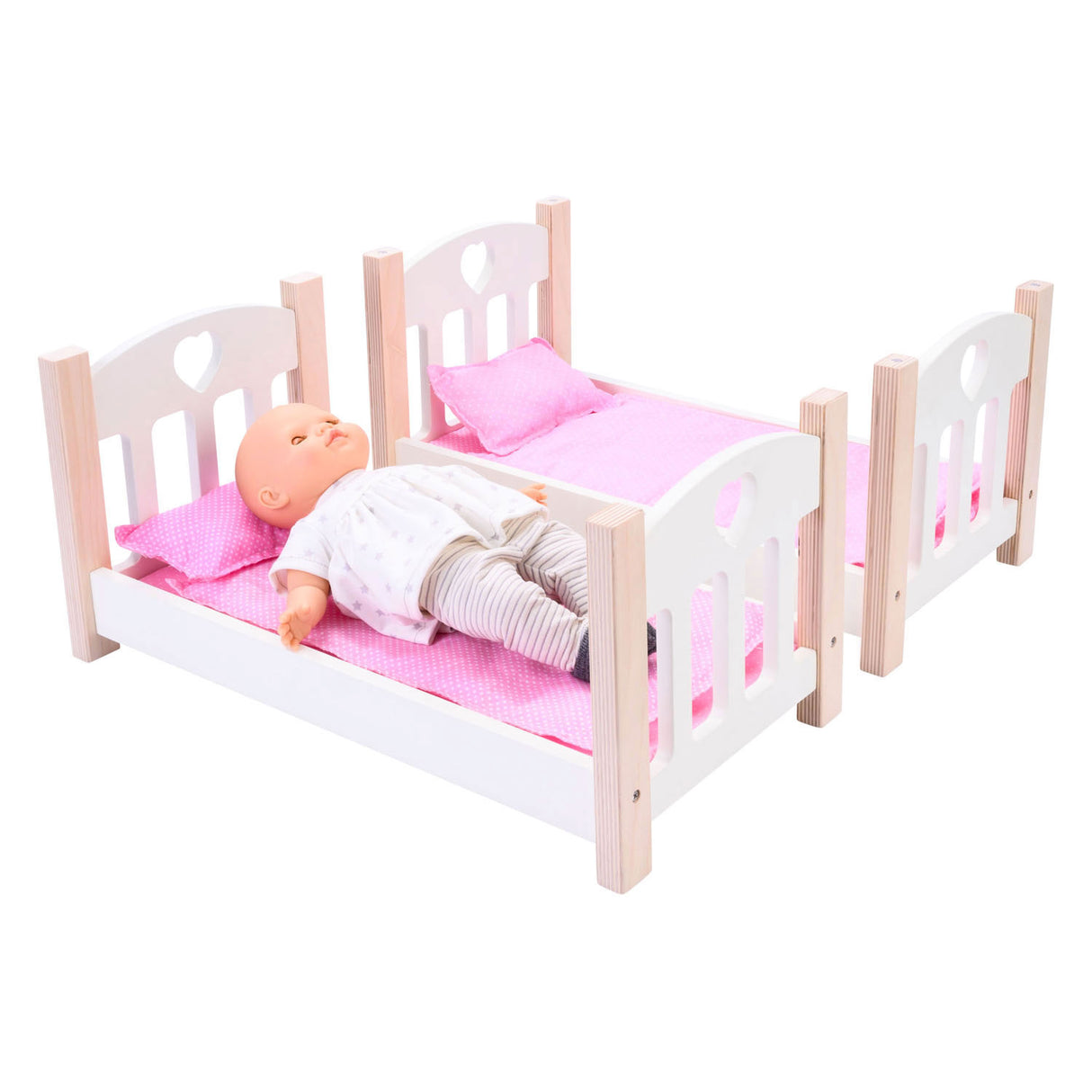 Puppen-Etagenbett rosa weiß